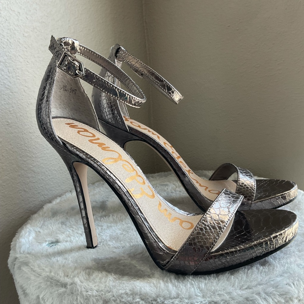 Sam Edelman silver Metallic Croc Snake embossed